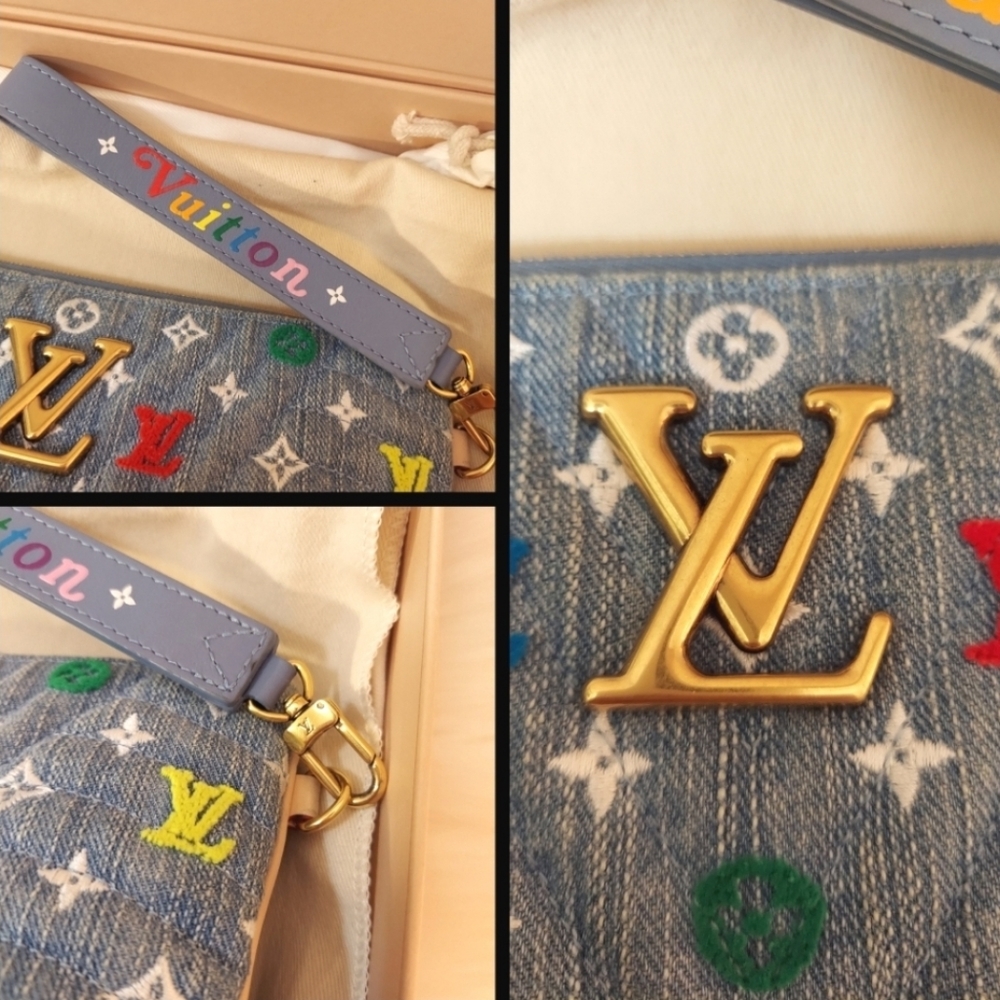 ✨️Like New . Authentic Louis Vuitton multicolor New Wave Denim wristlet pouch - Picture 13 of 17